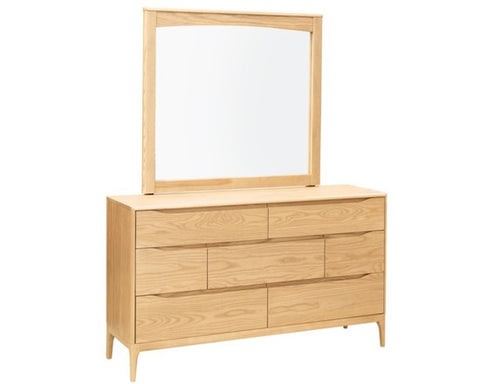 NZ Made Havelock Ash 7 Drawer Dresser & Mirror