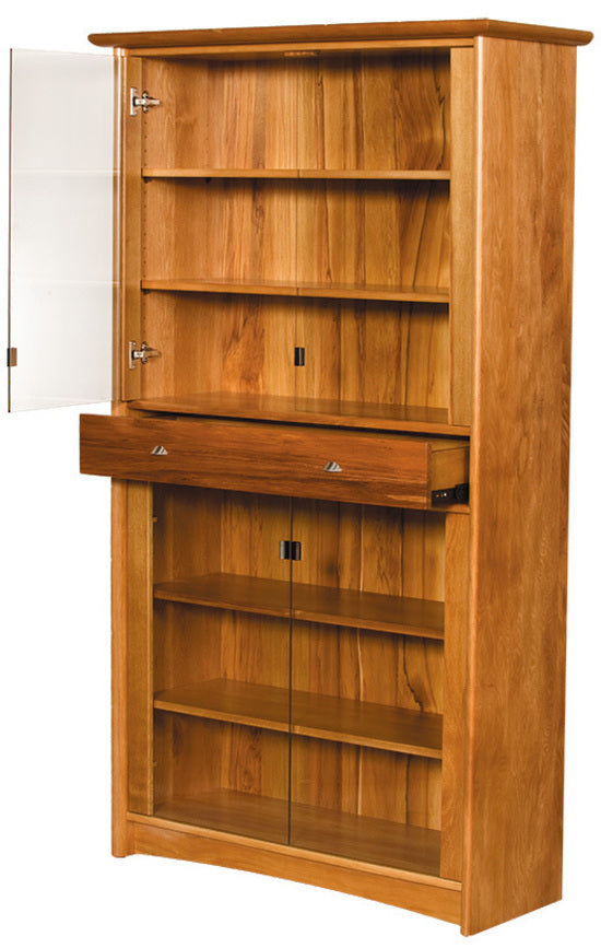 NZ Native RIMU Bookcase-Display with Drawer 1100*1900 Verso