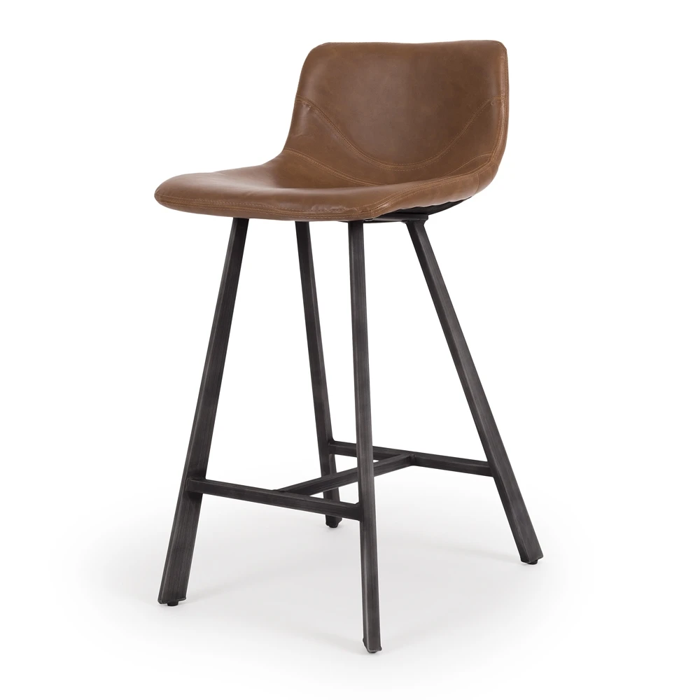 Rustic Barstool PU-Black / Brown / Cognac