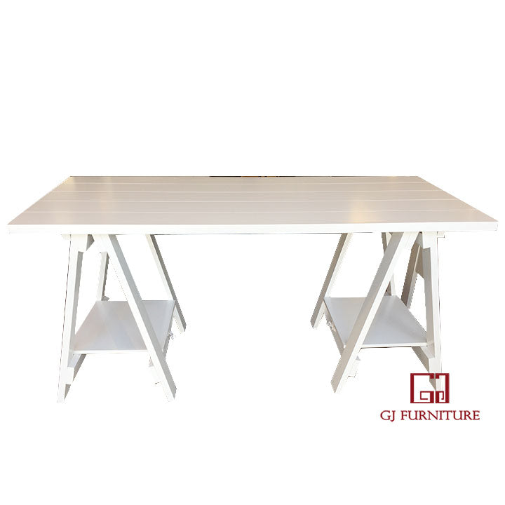 Trestle Desk White Desk [White]