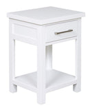 Maz White Shelf Narrow Bedside Table 420mm White/Black Bedside