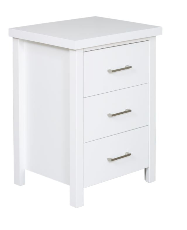 White Bedside Table 3-Drawer Maz Bedside Pine 500mm