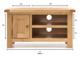 Narrow TV Unit Small TV Stand Sailsbury Oak 900mm