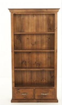 Rustic Style Pine Bookcase 1040mm with Drawer