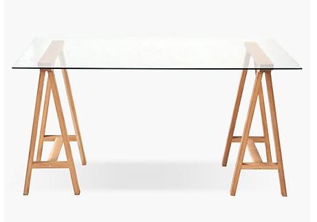 Trestle Desk Glass Table- Hall Table-Desk 1300mm