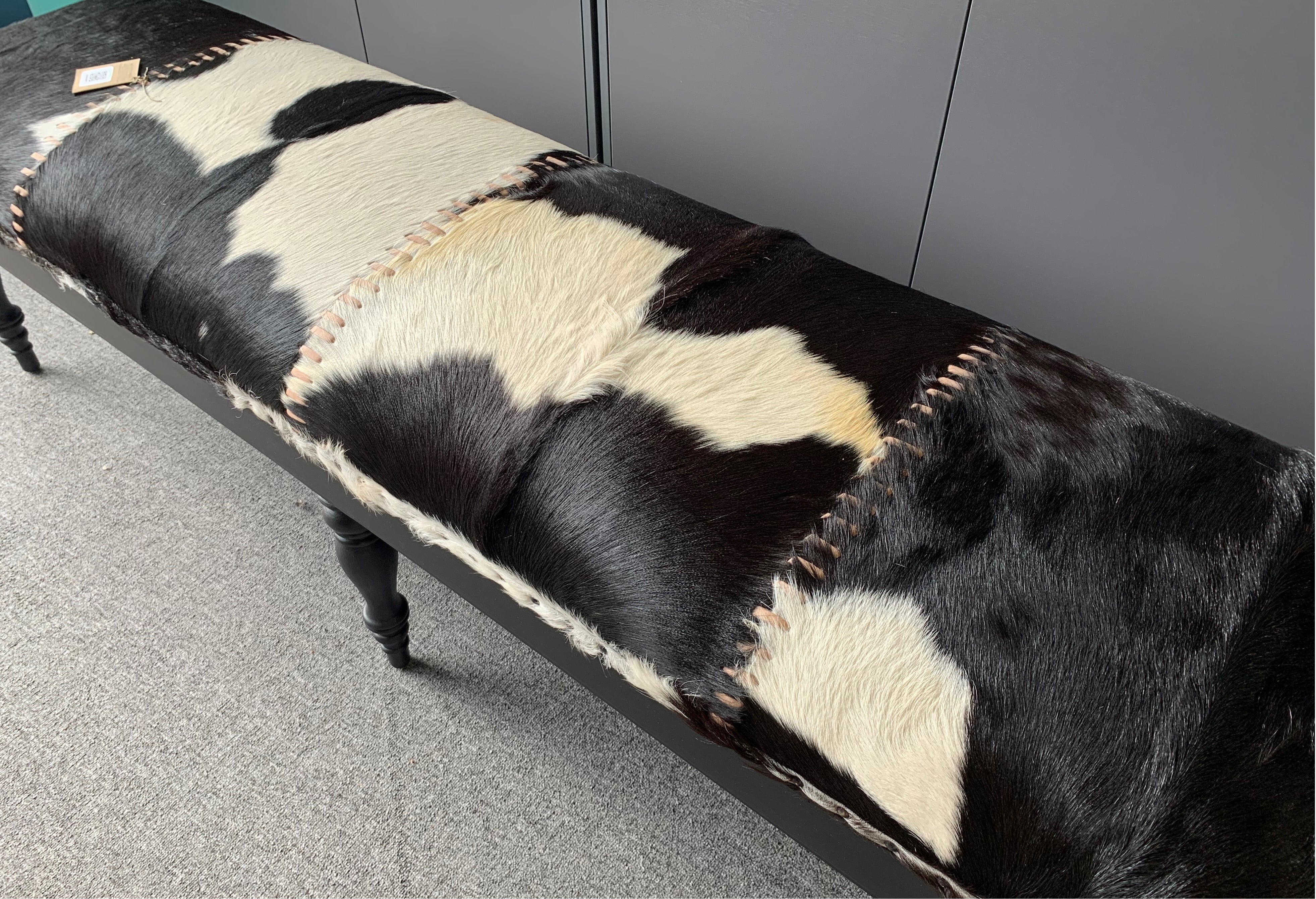 Peter Goat Skin Stool Black & White